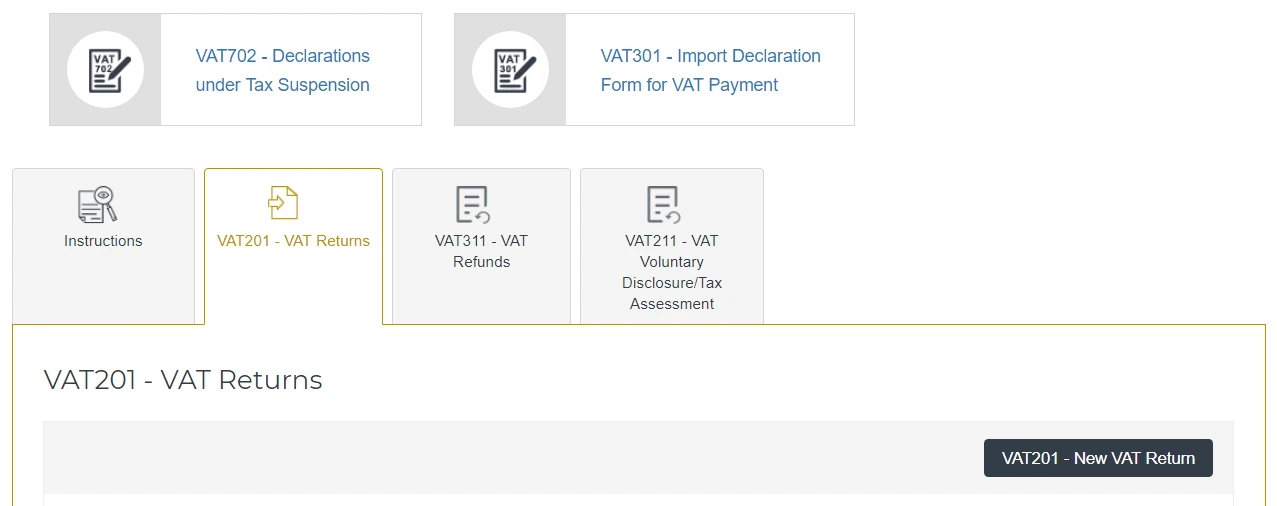 VAT 201-New VAT Return